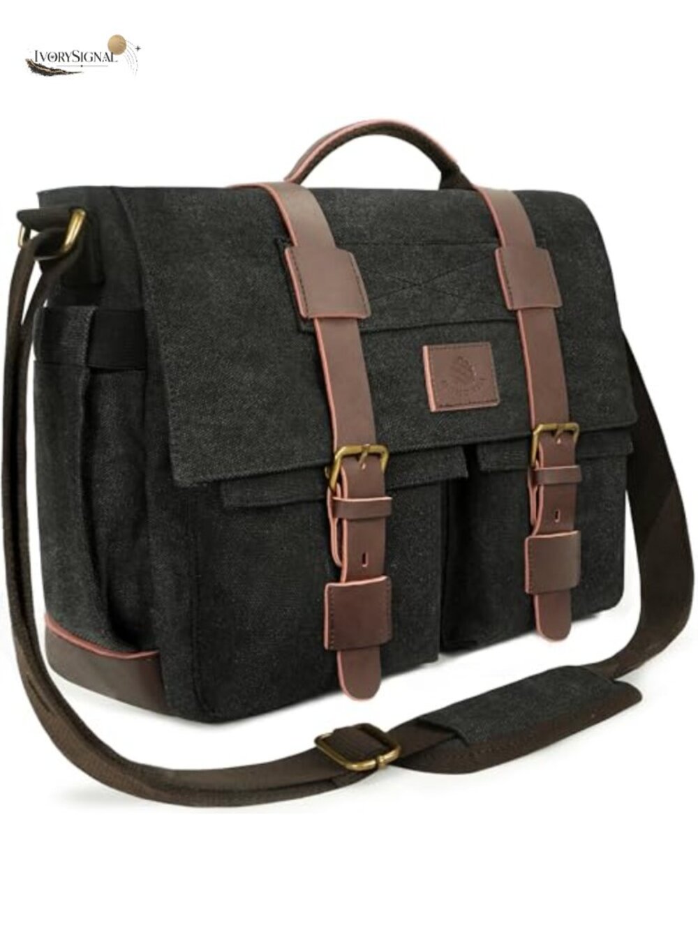 Canvas Messenger Bag for Men, 15.6" Laptop Satchel, Vintage Work Bag with